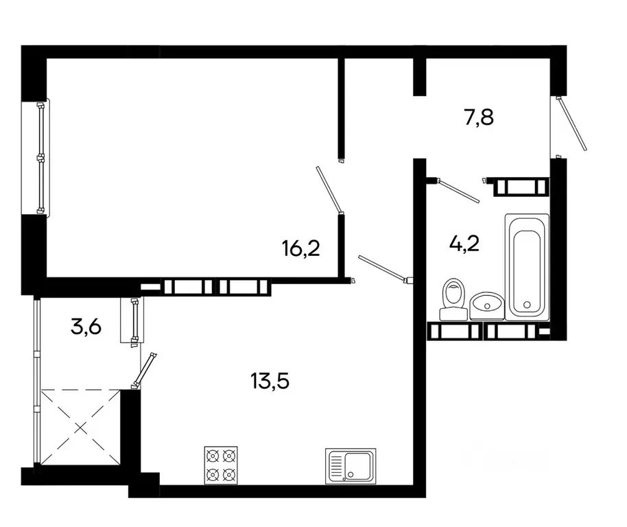 1-к кв. Крым, Симферополь ул. Севастопольская, 41/8 (45.3 м) - Фото 1