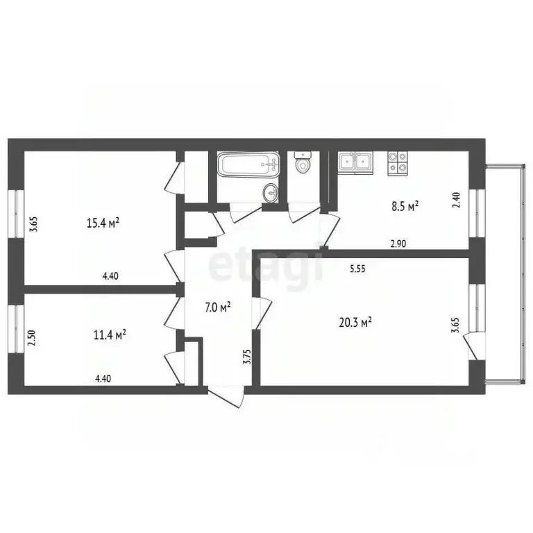 3-к кв. Крым, Бахчисарайский район, с. Верхоречье ул. Садовая, 3 (71.1 ... - Фото 2