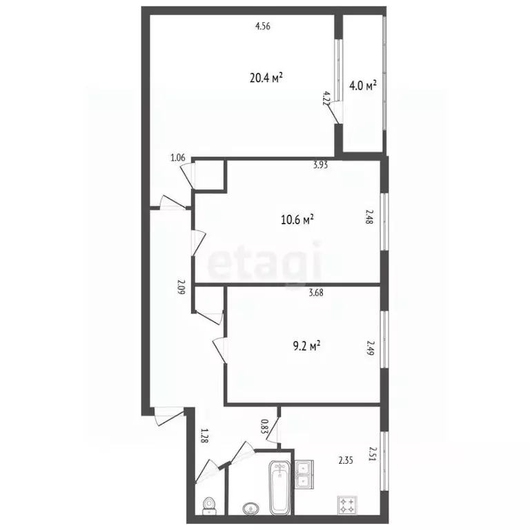 3-к кв. Санкт-Петербург Софийская ул., 20К3 (58.3 м) - Фото 2