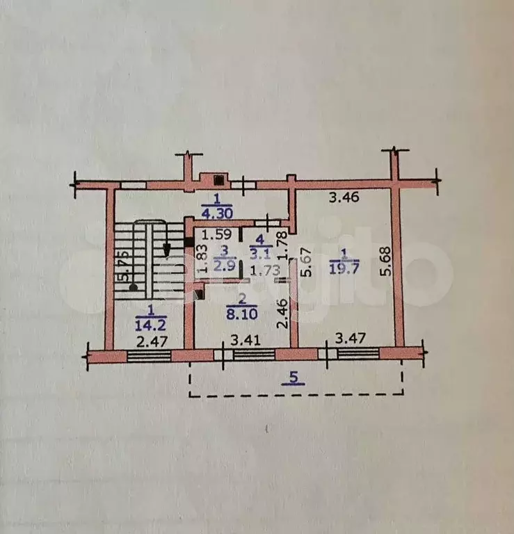 1-к. квартира, 33,8 м, 4/5 эт. - Фото 0