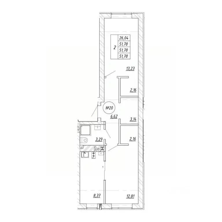 2-к кв. Калининградская область, Зеленоградск  (51.78 м) - Фото 1