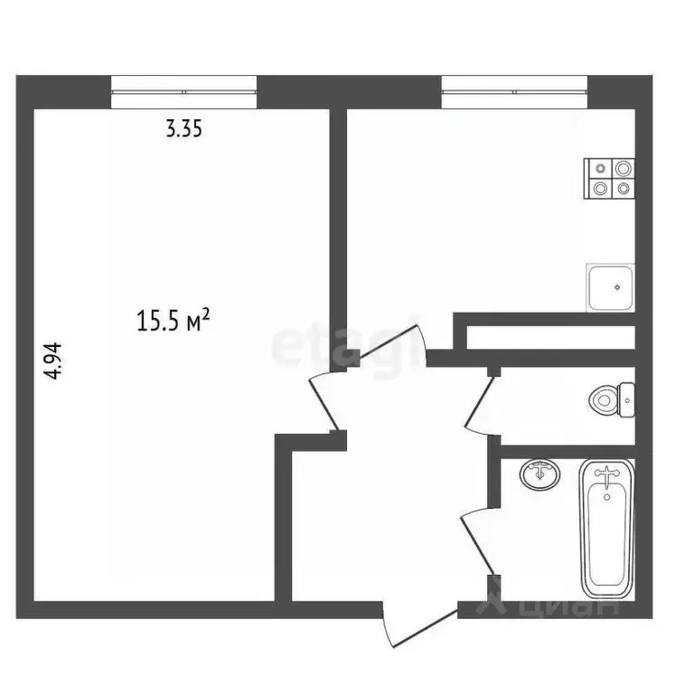 1-к кв. Ханты-Мансийский АО, Когалым ул. Мира, 34 (29.2 м) - Фото 0