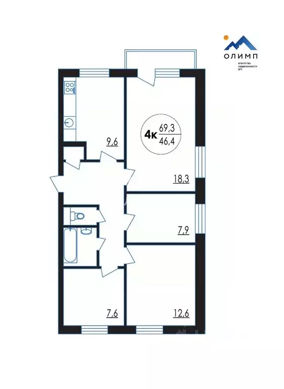 4-к кв. Вологодская область, Вологда Воркутинская ул., 16Г (69.3 м) - Фото 2