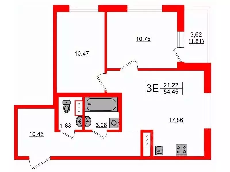 2-к кв. Санкт-Петербург Белоостровская ул., 10к2 (54.45 м) - Фото 1