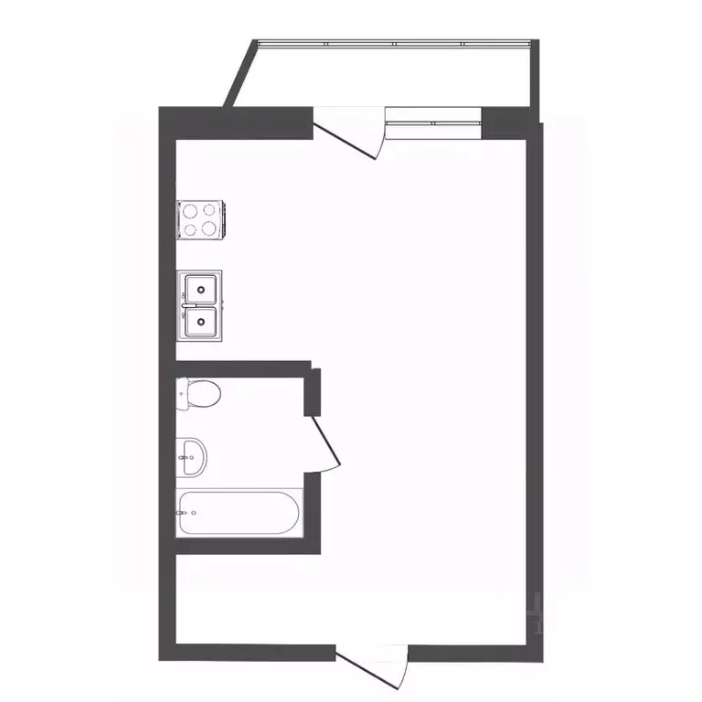 Студия Тюменская область, Тюмень ул. Домостроителей, 26к2 (34.8 м) - Фото 2