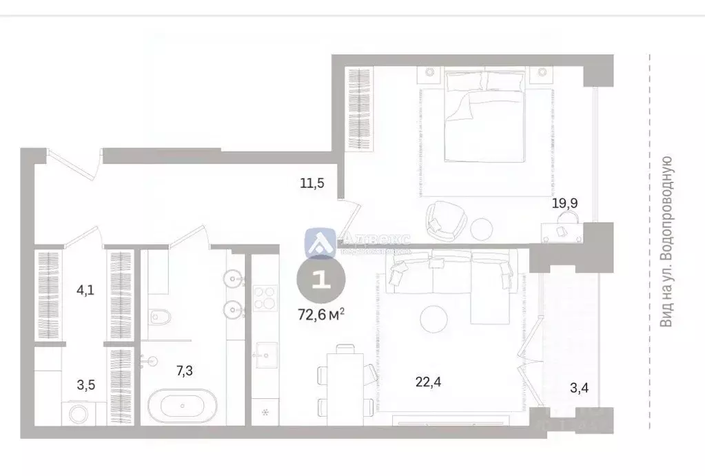 1-к кв. Тюменская область, Тюмень Первомайская ул., 1А (72.6 м) - Фото 2