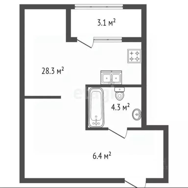 1-к кв. Санкт-Петербург Кременчугская ул., 11к2 (39.0 м) - Фото 1