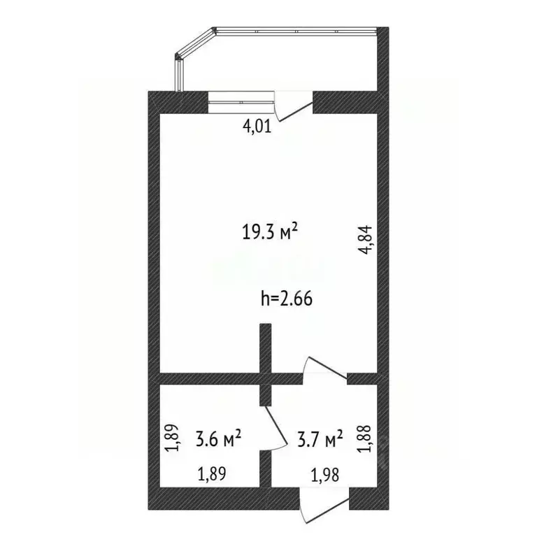Студия Амурская область, Благовещенск Батарейная ул., 7/1 (27.9 м) - Фото 1