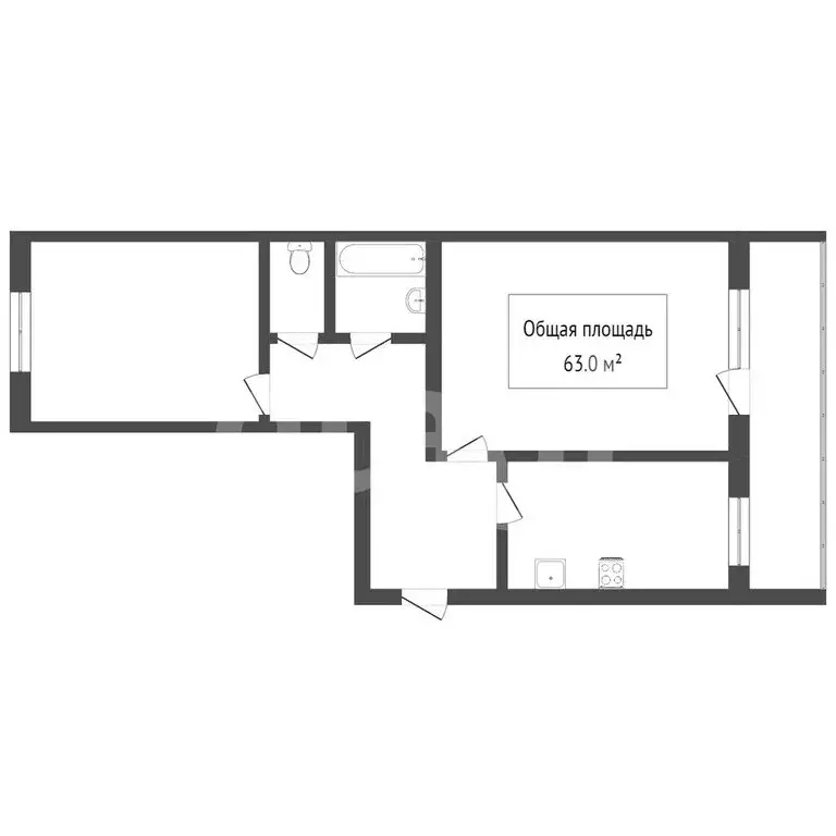 2-комнатная квартира: Томск, микрорайон Солнечный, улица Обручева, 8 ... - Фото 1