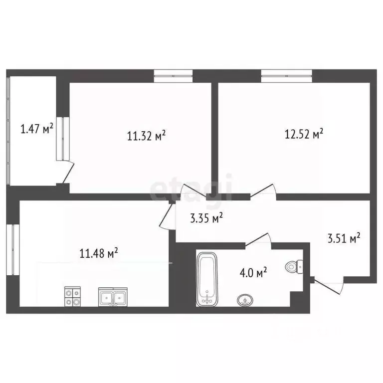 2-к кв. Ростовская область, Батайск ул. Ушинского, 31к2 (46.6 м) - Фото 2