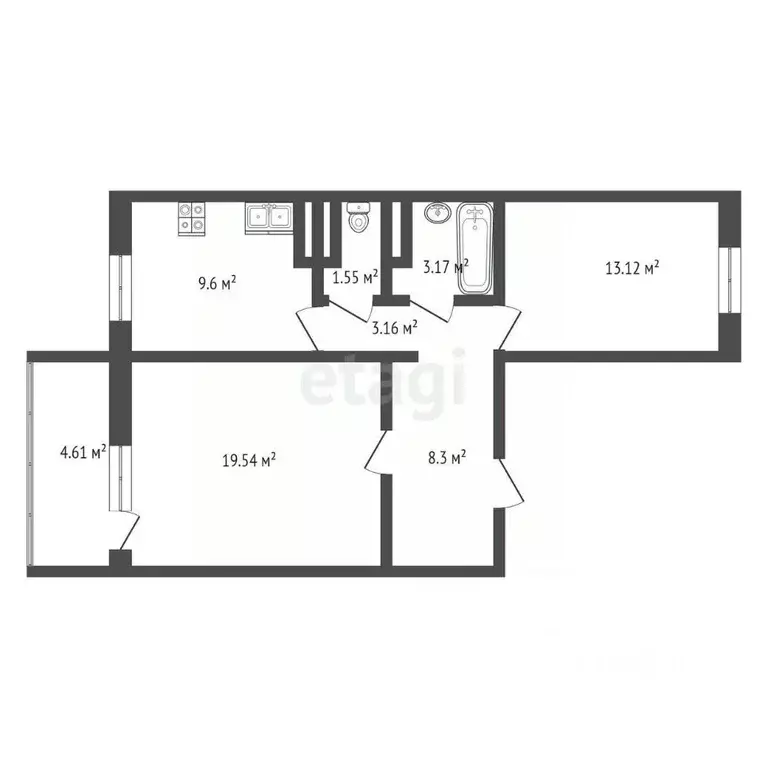 2-к кв. Крым, Феодосия ш. Симферопольское, 11к1 (57.2 м) - Фото 1