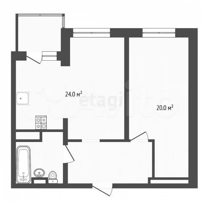 1-к. квартира, 54,8 м, 5/6 эт. - Фото 0