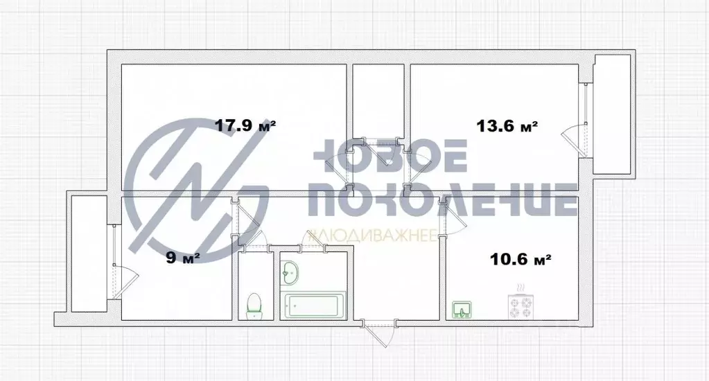 3-к кв. Омская область, Омск Московка-2 мкр, ул. Шакурова, 5 (70.3 м) - Фото 1