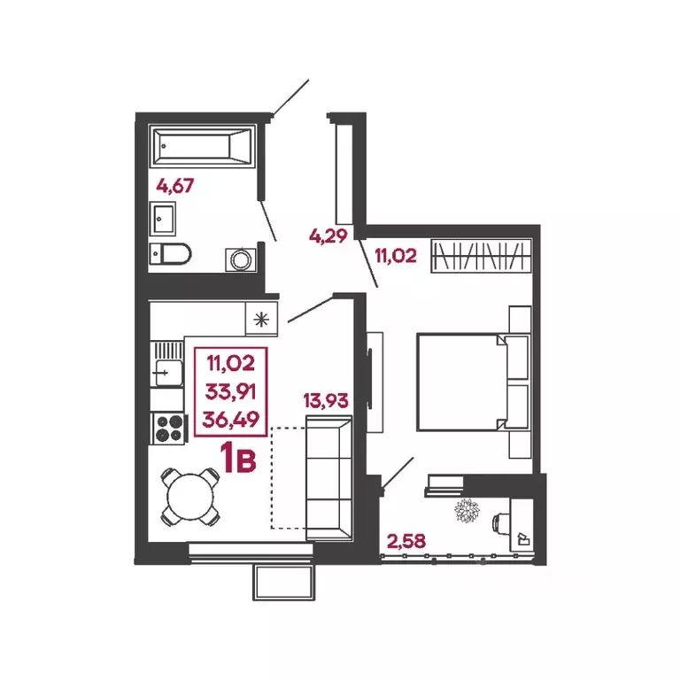1-к кв. Пензенская область, Пенза ул. Измайлова, 41Б (36.49 м) - Фото 1