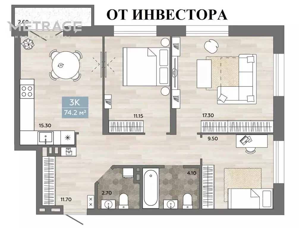 3-к кв. Новосибирская область, Новосибирск ул. Королева, 4 (74.0 м) - Фото 0