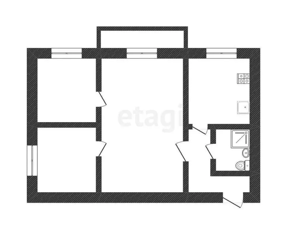 3-комнатная квартира: Нальчик, улица Электроподстанция, 1 (52.5 м) - Фото 0