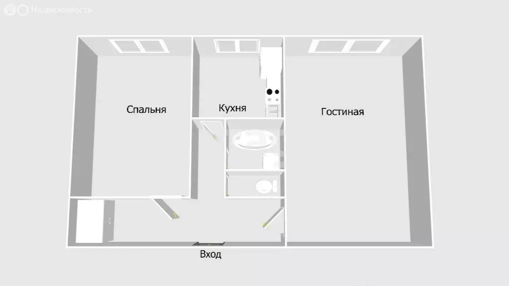 2-комнатная квартира: Южно-Сахалинск, Комсомольская улица, 217 (44.2 ... - Фото 1