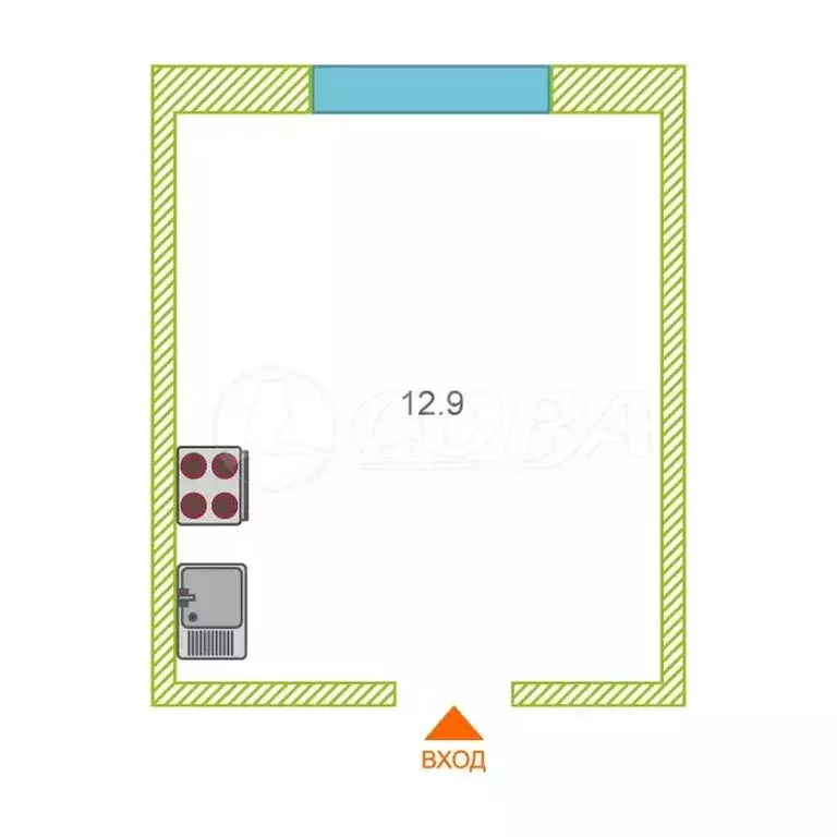1к в -комнатной квартире (13 м) - Фото 2
