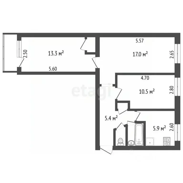 3-к кв. Крым, Бахчисарай ул. Макаренко, 4 (56.9 м) - Фото 2