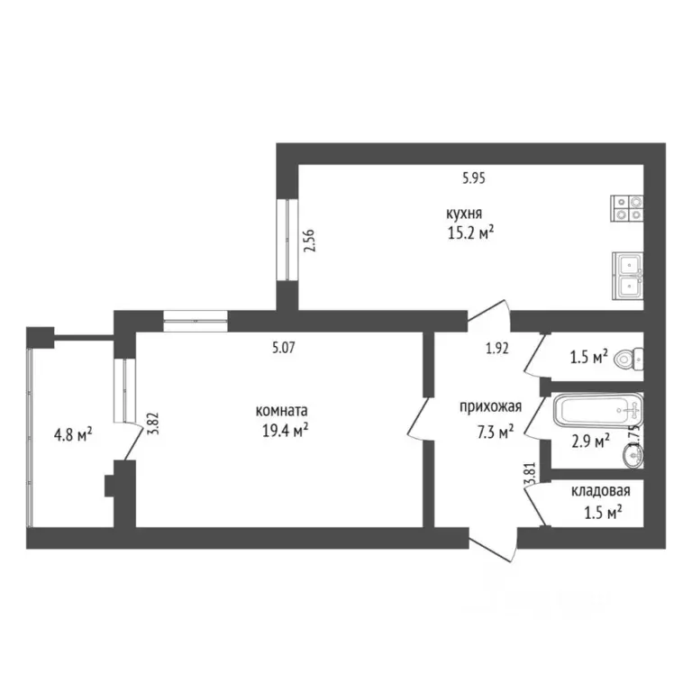 1-к кв. Тюменская область, Тюмень ул. Монтажников, 13Б (47.8 м) - Фото 1