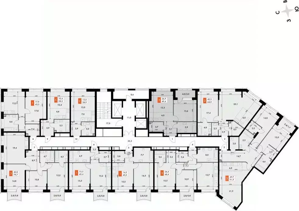 2-к кв. Нижегородская область, Нижний Новгород Черниговская ул. (49.6 ... - Фото 1
