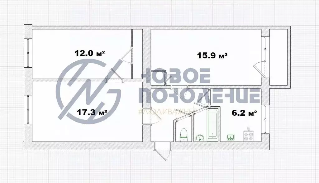 3-к кв. Омская область, Омск ул. Авиагородок, 12 (60.7 м) - Фото 1