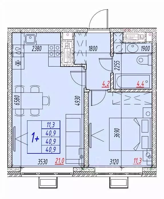 2-к кв. Астраханская область, Астрахань ул. Бэра, 29 (40.9 м) - Фото 2