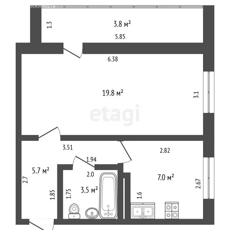 1-комнатная квартира: Стерлитамак, Патриотическая улица, 96 (36 м) - Фото 1