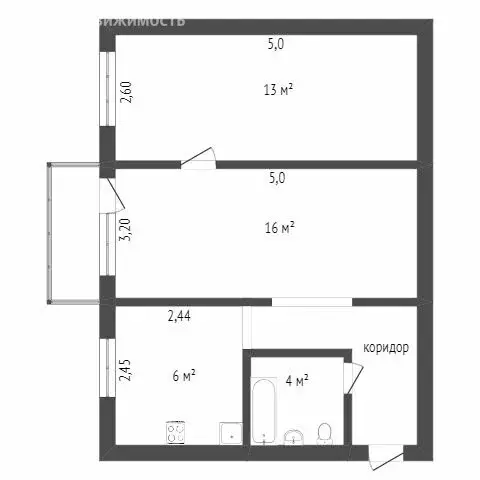 2-комнатная квартира: Ачинск, 1-й микрорайон, 31 (44.1 м) - Фото 1