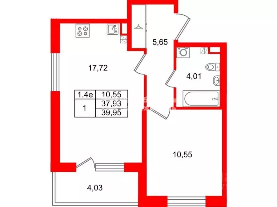 1-к кв. Санкт-Петербург Пулковское ш., 99к6 (37.93 м) - Фото 1