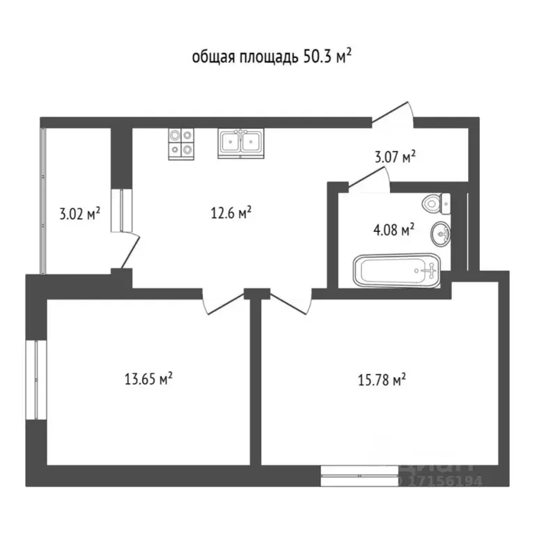 2-к кв. Тюменская область, Тюмень ул. Менжинского, 60 (50.03 м) - Фото 2