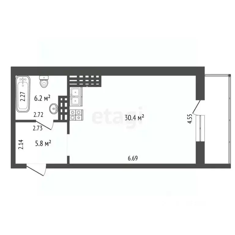 Студия Челябинская область, Челябинск ул. Молодогвардейцев, 74 (40.9 ... - Фото 2