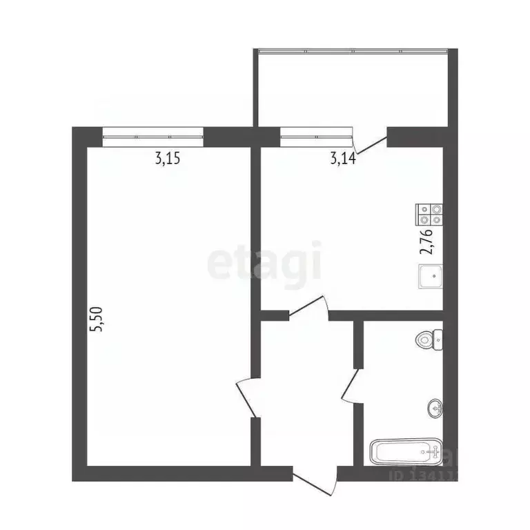 1-к кв. Белгородская область, Белгородский район, Разумное рп ул. ... - Фото 2