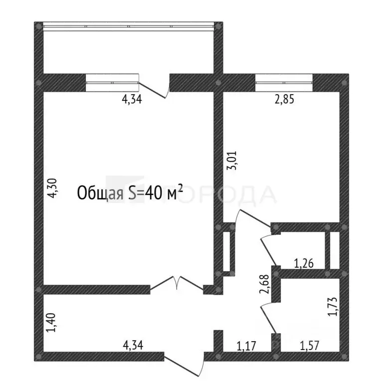 1-к кв. Кемеровская область, Новокузнецк просп. Авиаторов, 58 (40.0 м) - Фото 2