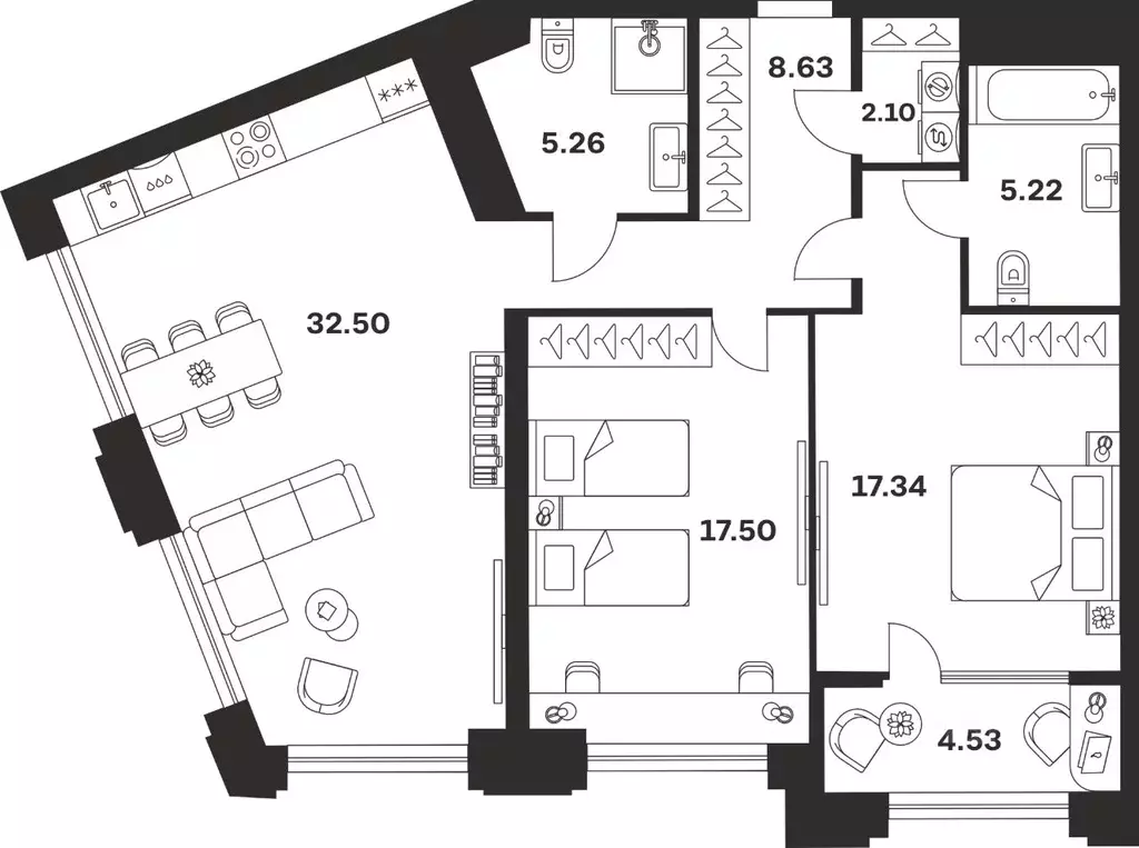 2-к кв. Тульская область, Тула ул. Болотникова, 4 (93.08 м) - Фото 1