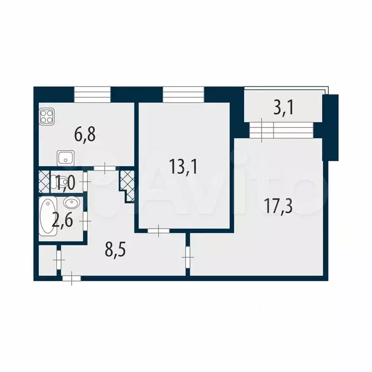 2-к. квартира, 49,9 м, 3/9 эт. - Фото 0