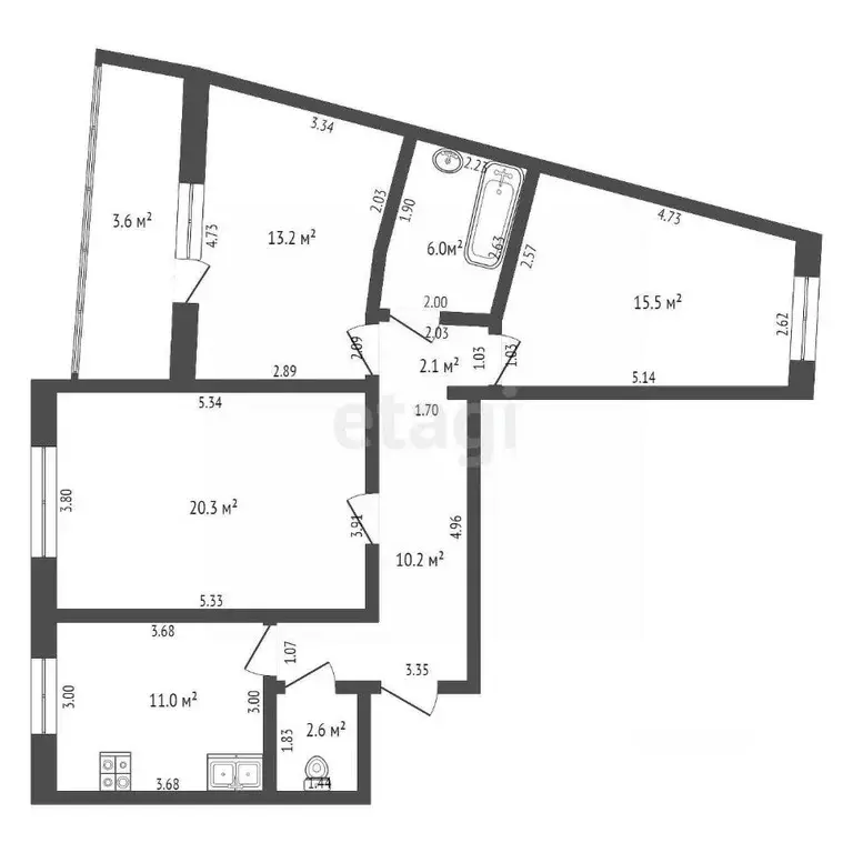 3-к кв. Мордовия, Саранск Волгоградская ул., 81 (81.0 м) - Фото 1