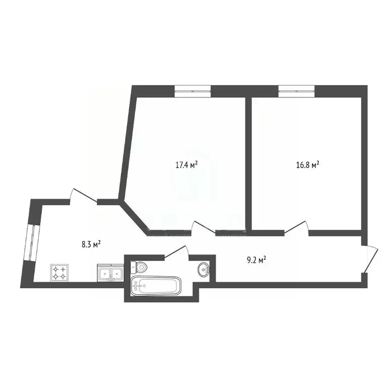 2-к кв. Санкт-Петербург ул. Блохина, 11 (54.7 м) - Фото 1