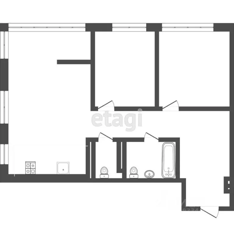 2-к кв. Тюменская область, Тюмень ул. Николая Ростовцева, 22к1 (79.2 ... - Фото 2