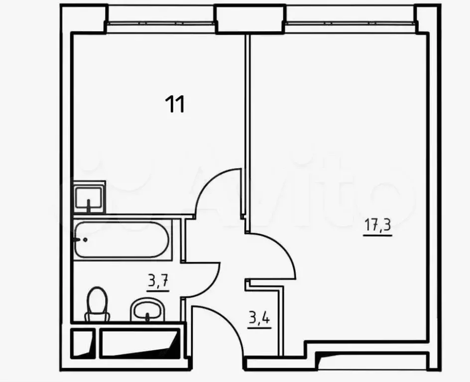 1-к. квартира, 33 м, 3/6 эт. - Фото 0