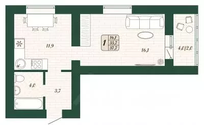 1-к кв. Самарская область, Волжский район, Смышляевка городское ... - Фото 1