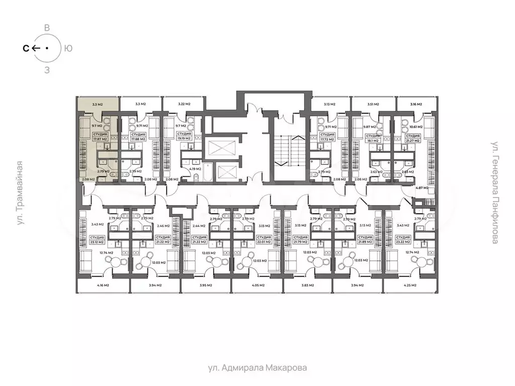 Апартаменты-студия, 17,9 м, 3/19 эт. - Фото 1