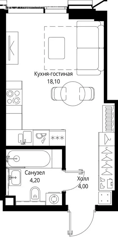 Квартира-студия: Москва, жилой комплекс Ситизен, к4 (26.3 м) - Фото 0