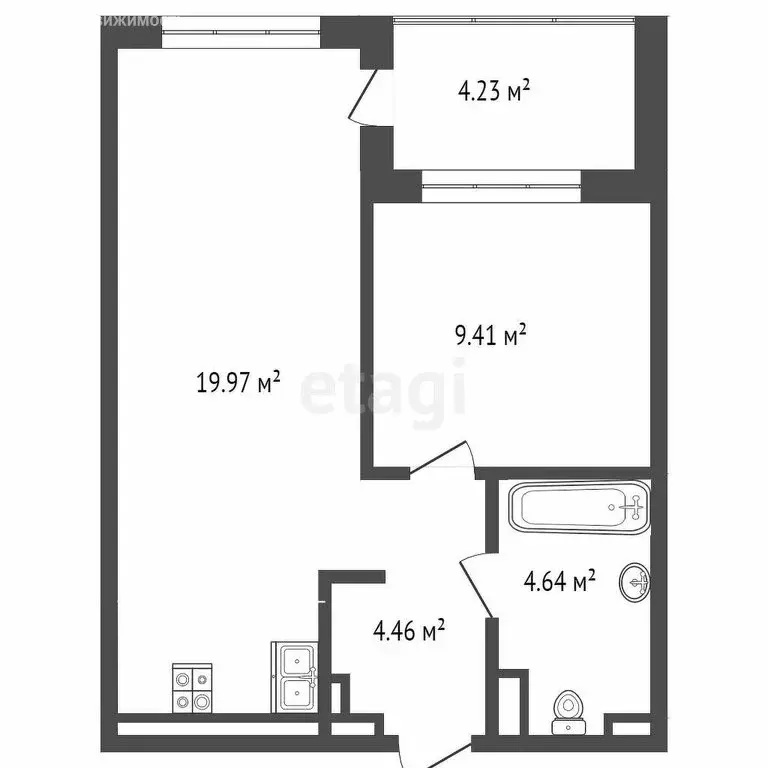 1-комнатная квартира: Тюмень, Краснооктябрьская улица, 6 (38.3 м) - Фото 1