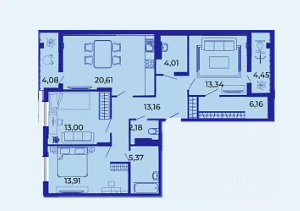 3-к кв. Брянская область, Брянск ул. Имени О.С. Визнюка, 18 (99.8 м) - Фото 1