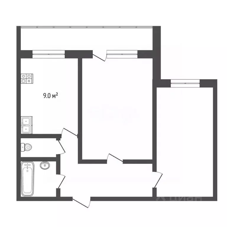 2-к кв. Тюменская область, Тюмень ул. Федюнинского, 11А (49.9 м) - Фото 2