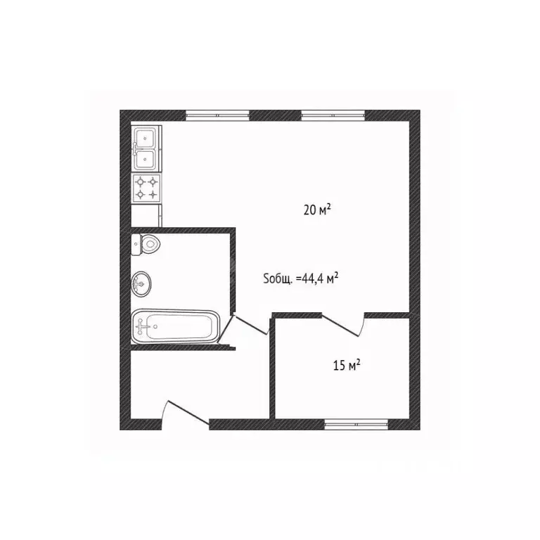 2-к кв. Брянская область, Брянск ул. Академика Королева, 4 (44.4 м) - Фото 2