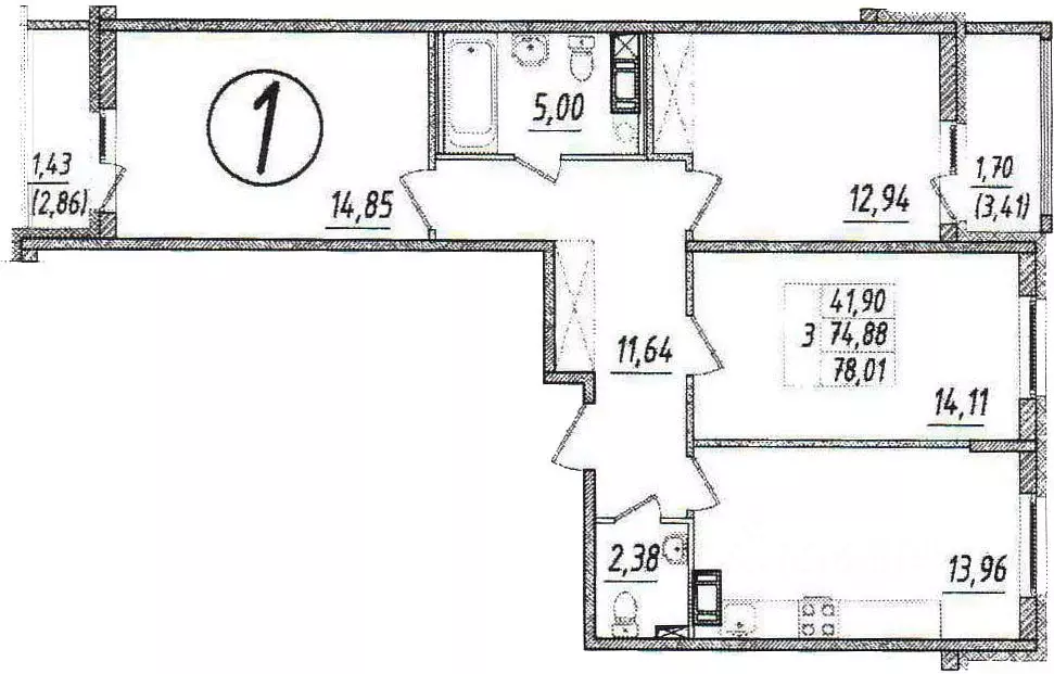 3-к кв. Ленинградская область, Всеволожский район, Кузьмоловский пгт ... - Фото 1