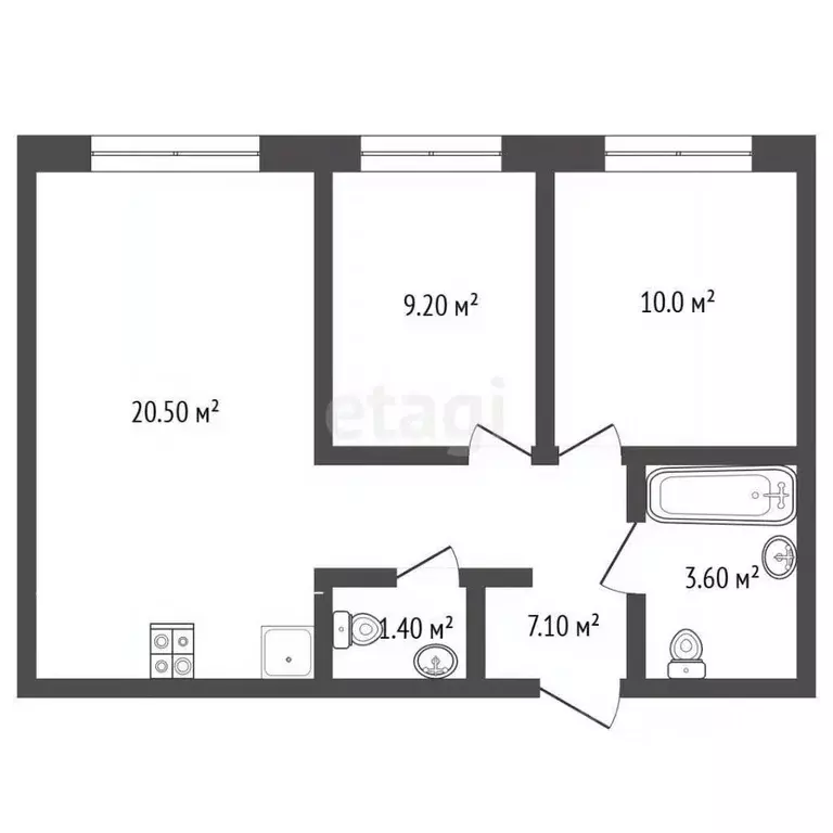 3-к кв. Московская область, Одинцово ул. Каштановая, 16к1 (51.8 м) - Фото 1