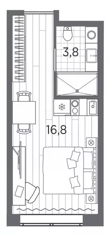 Студия Санкт-Петербург просп. Стачек, 62Е (20.6 м) - Фото 0